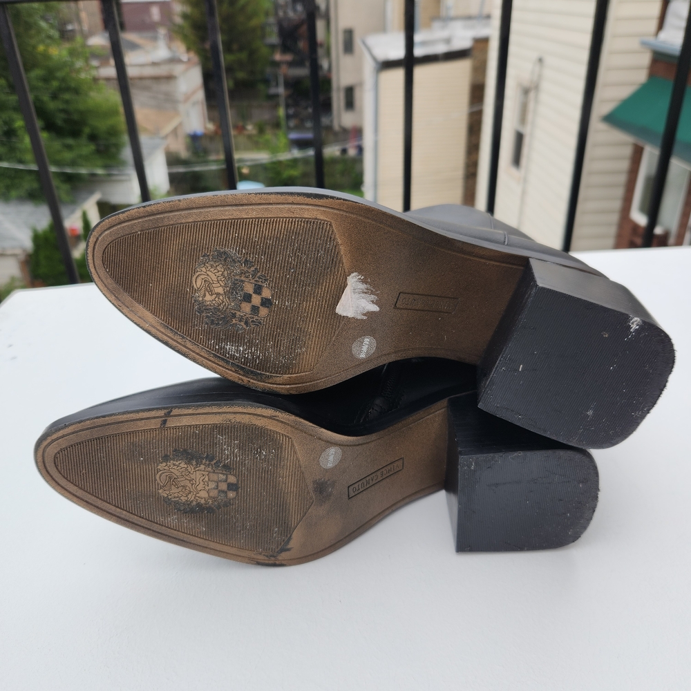 Vince Camuto Kelmi Leather Black Ankle Booties Size 8.5 - Picture 12 of 15